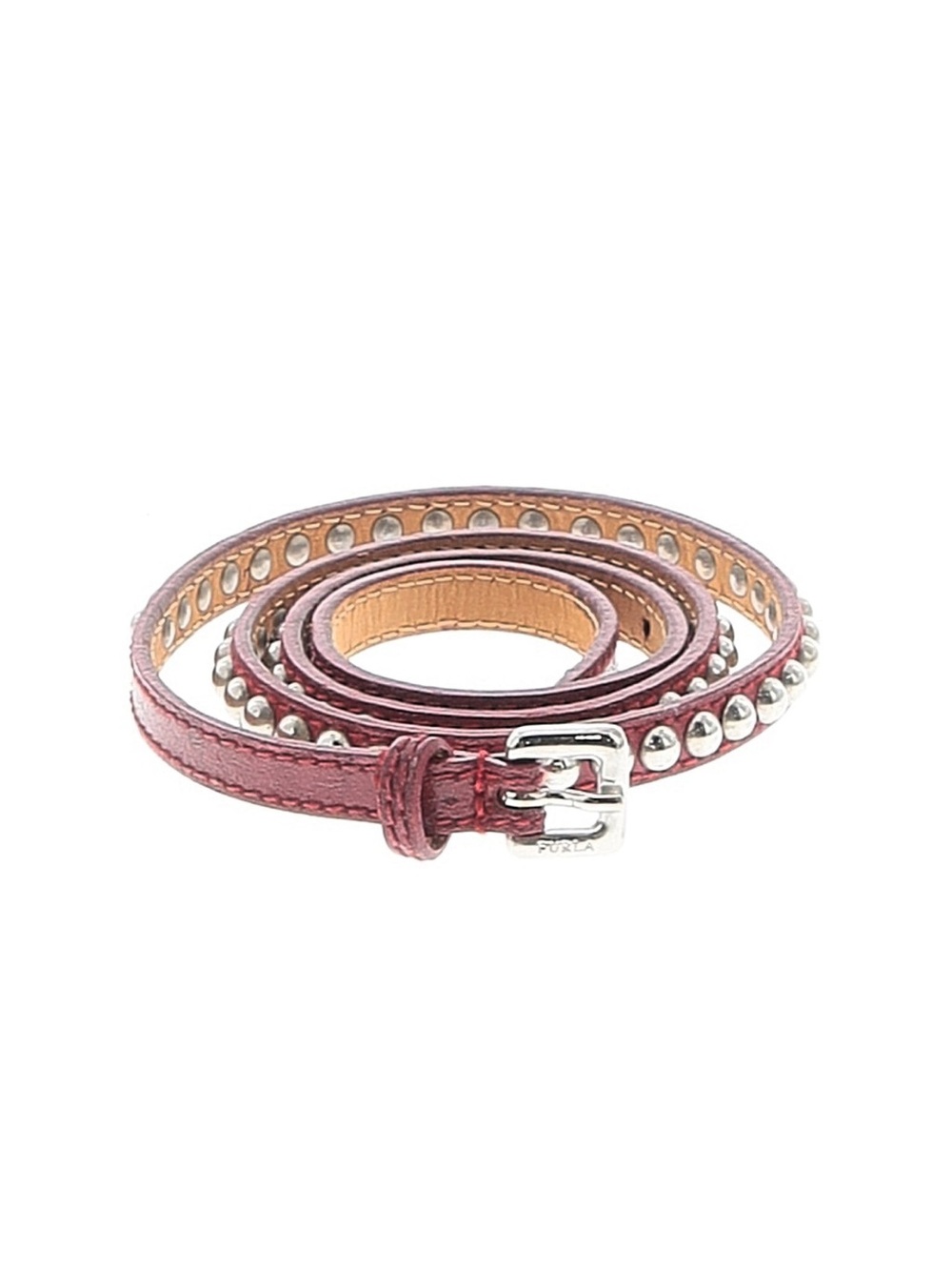 Furla Wine Red Studded Leather Belt